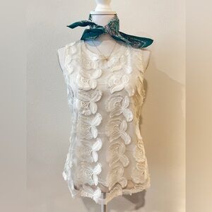 Elegant Cream Floral Lace Women's Top